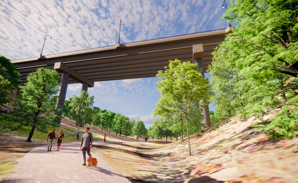A design rendering for the new Fern Hollow Bridge.